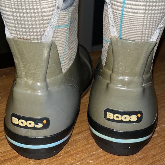 Bogs Olive and Gray Plaid Rain Boots - Picture 2 of 7